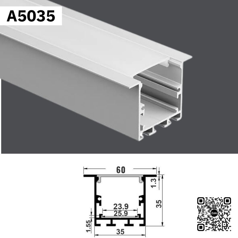Thanh Nhôm LED Gắn Âm Loại Dày - Dài 3m | A5035